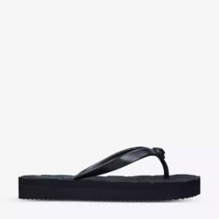 KURT GEIGER LONDON Kensington Q Two-post Rubber Flip Flops For Womens Black