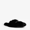 KURT GEIGER LONDON Chelsea Chain And Eagle-motif Faux-fur Slippers For Womens Black -KURT GEIGERLONDON Sales unnamed file 1600