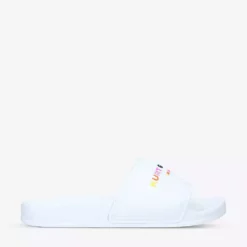 KURT GEIGER LONDON KGL Brand-embossed Shell Pool Sliders For Womens White