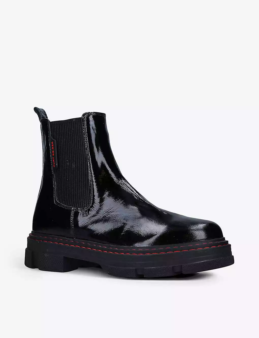KURT GEIGER LONDON Bird Patent Leather Chelsea Boots For Womens Blk/red 5 KURT GEIGER LONDON Bird Patent Leather Chelsea Boots For Womens Blk/red - Image 3
