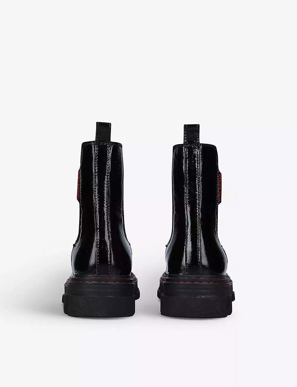KURT GEIGER LONDON Bird Patent Leather Chelsea Boots For Womens Blk/red 6 KURT GEIGER LONDON Bird Patent Leather Chelsea Boots For Womens Blk/red - Image 4