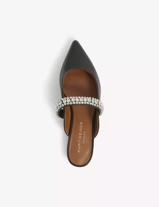KURT GEIGER LONDON Princely Embellished-strap Leather Mules For Womens Black -KURT GEIGERLONDON Sales unnamed file 1722