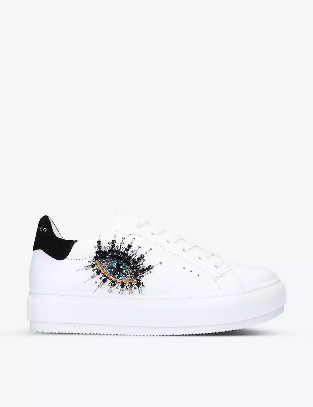 KURT GEIGER LONDON Laney Platform Leather Low-top Trainers For Womens White 3 KURT GEIGER LONDON Laney Platform Leather Low-top Trainers For Womens White