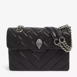 KURT GEIGER LONDON Kensington Quilted Leather Shoulder Bag For Womens Black Comb