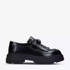 KURT GEIGER LONDON Bird Eagle Embellished Leather Loafers For Womens Black