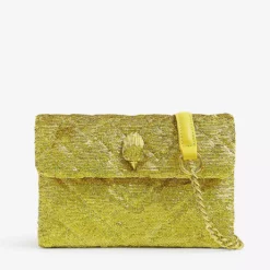 KURT GEIGER LONDON Kensington Sequin-embellished Quilted Cross-body Bag For Womens Yellow
