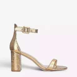 KURT GEIGER LONDON Langley Metallic Crocodile-embossed Leather Sandals For Womens Gold