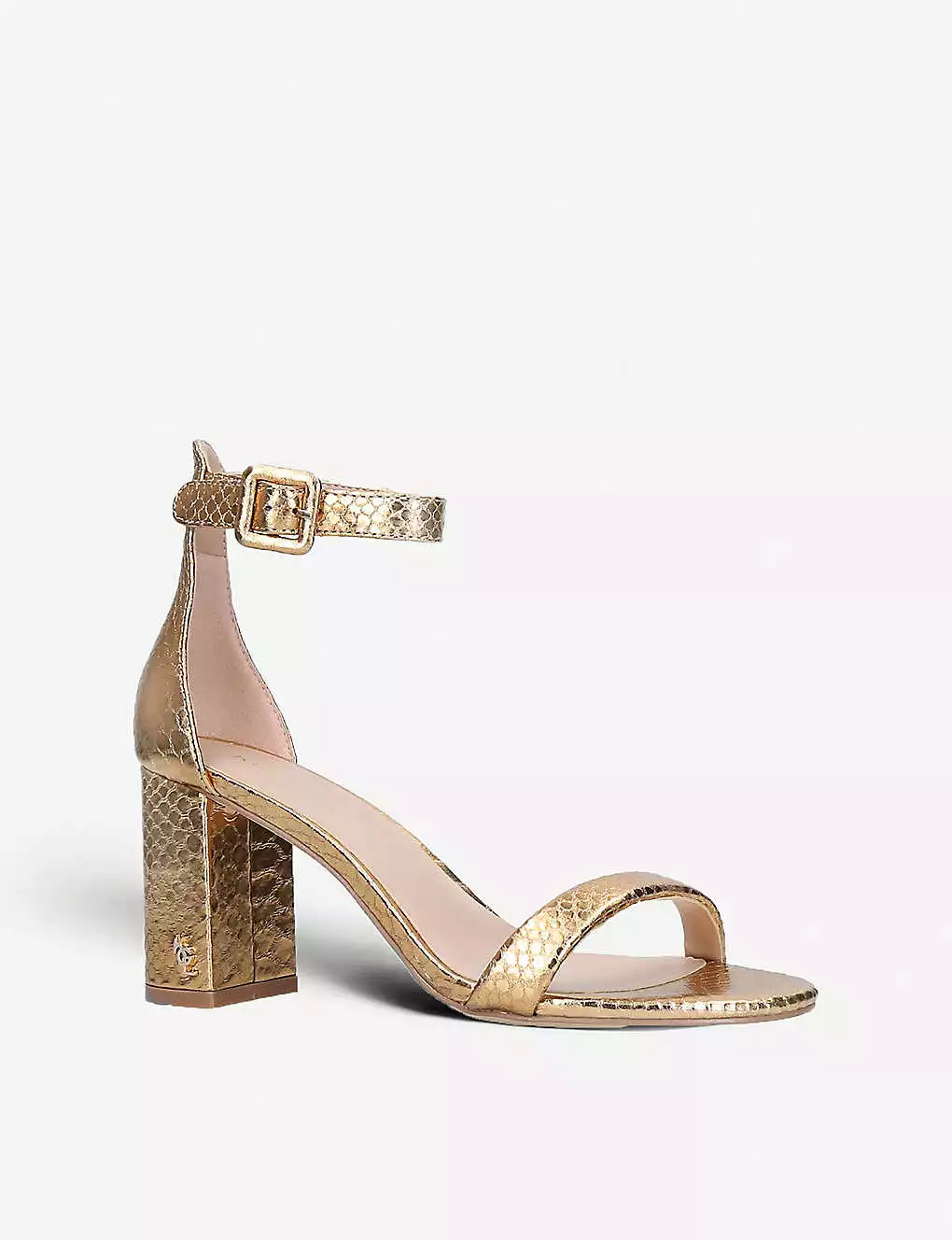 KURT GEIGER LONDON Langley Metallic Crocodile-embossed Leather Sandals For Womens Gold 5 KURT GEIGER LONDON Langley Metallic Crocodile-embossed Leather Sandals For Womens Gold - Image 3