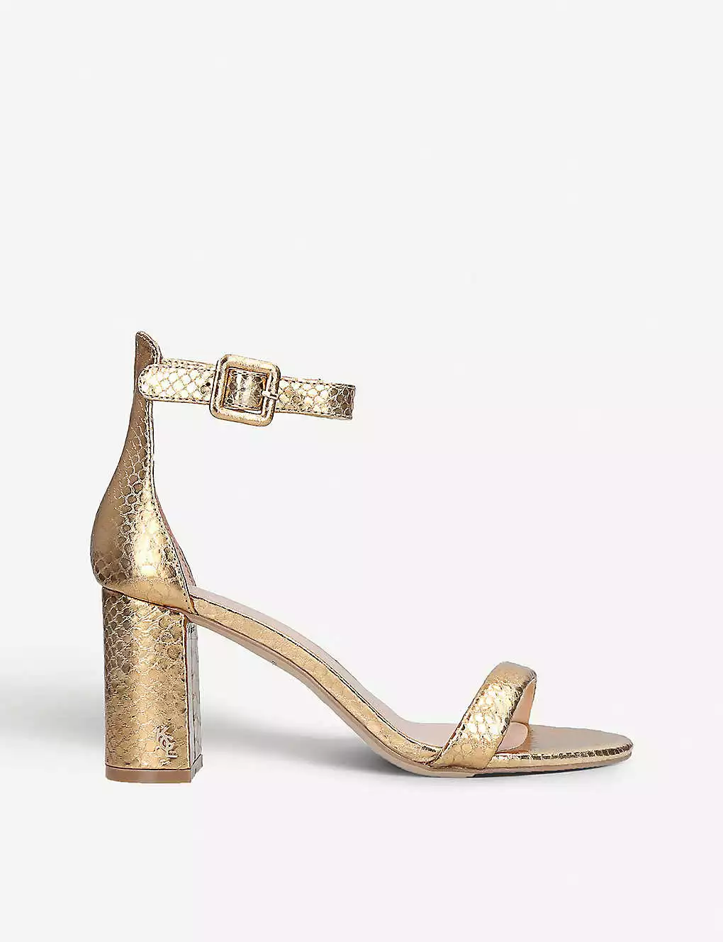 KURT GEIGER LONDON Langley Metallic Crocodile-embossed Leather Sandals For Womens Gold 7 KURT GEIGER LONDON Langley Metallic Crocodile-embossed Leather Sandals For Womens Gold - Image 5