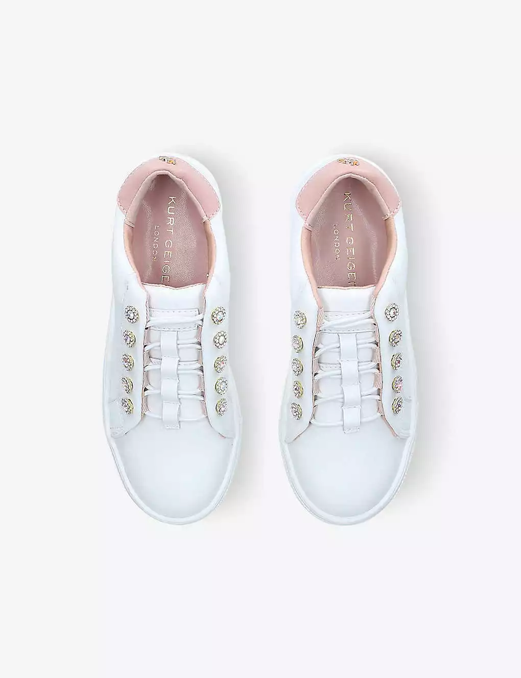 KURT GEIGER LONDON Mini Liviah Embellished Leather Trainers 7-9 Years White 4 KURT GEIGER LONDON Mini Liviah Embellished Leather Trainers 7-9 Years White - Image 2
