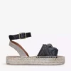 KURT GEIGER LONDON Morella Eagle-embellished Quilted Leather Espadrille Sandals For Womens Black -KURT GEIGERLONDON Sales unnamed file 260