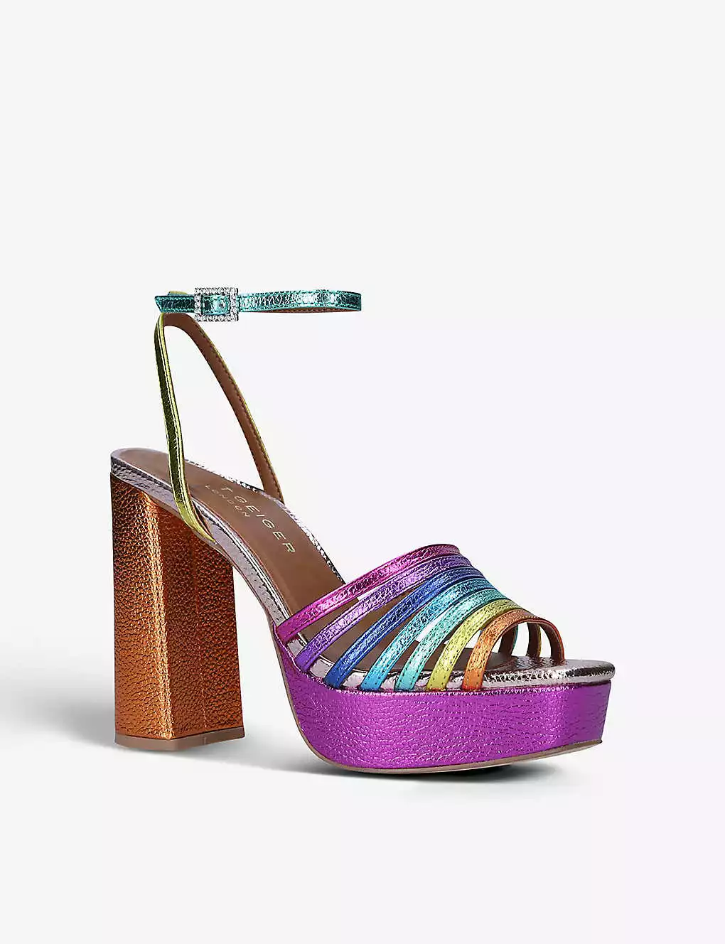 KURT GEIGER LONDON Pierra Gem-embellished Leather Platform Sandals For Womens Mult/other 5 KURT GEIGER LONDON Pierra Gem-embellished Leather Platform Sandals For Womens Mult/other - Image 3