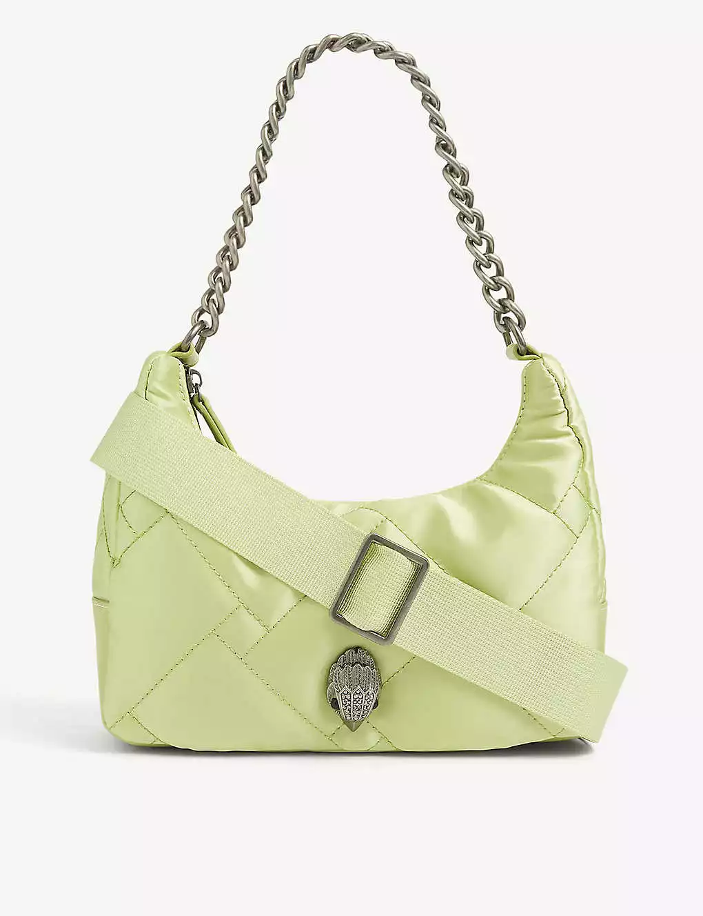 KURT GEIGER LONDON Quilted Recycled Nylon Cross-body Bag For Womens Pale Green 3 KURT GEIGER LONDON Quilted Recycled Nylon Cross-body Bag For Womens Pale Green