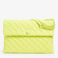 KURT GEIGER LONDON Kensington Drench Leather Shoulder Bag For Womens Yellow