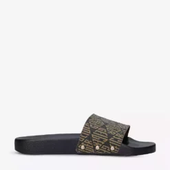 KURT GEIGER LONDON Meena Logo-print Leather Sliders For Womens Brown/oth