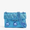 KURT GEIGER LONDON Mini Kensington Drench Gemstone-embellished Quilted Leather Shoulder Bag For Womens Blue -KURT GEIGERLONDON Sales unnamed file 378