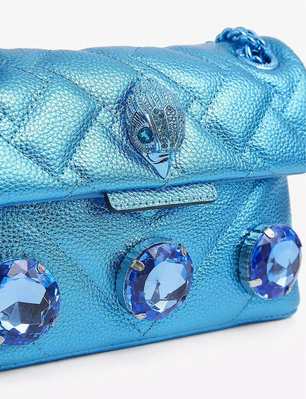 KURT GEIGER LONDON Mini Kensington Drench Gemstone-embellished Quilted Leather Shoulder Bag For Womens Blue 4 KURT GEIGER LONDON Mini Kensington Drench Gemstone-embellished Quilted Leather Shoulder Bag For Womens Blue - Image 2