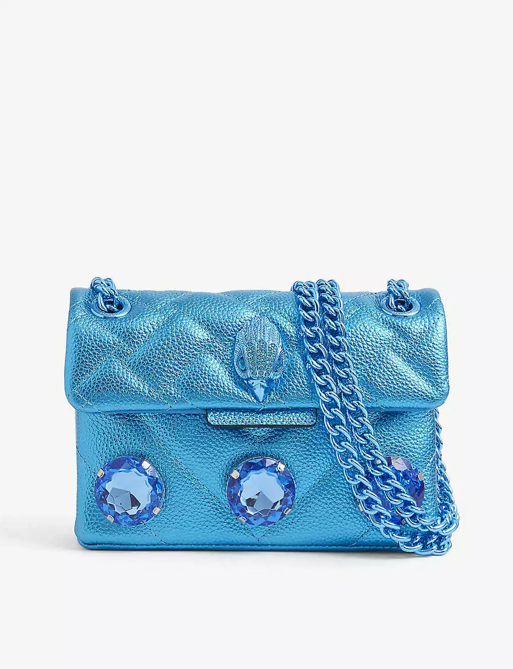KURT GEIGER LONDON Mini Kensington Drench Gemstone-embellished Quilted Leather Shoulder Bag For Womens Blue 7 KURT GEIGER LONDON Mini Kensington Drench Gemstone-embellished Quilted Leather Shoulder Bag For Womens Blue - Image 5