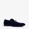 KURT GEIGER LONDON Hugh Eagle-embellished Velvet Loafers Navy -KURT GEIGERLONDON Sales unnamed file 434