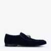 KURT GEIGER LONDON Hugh Eagle-embellished Velvet Loafers Navy -KURT GEIGERLONDON Sales unnamed file 436