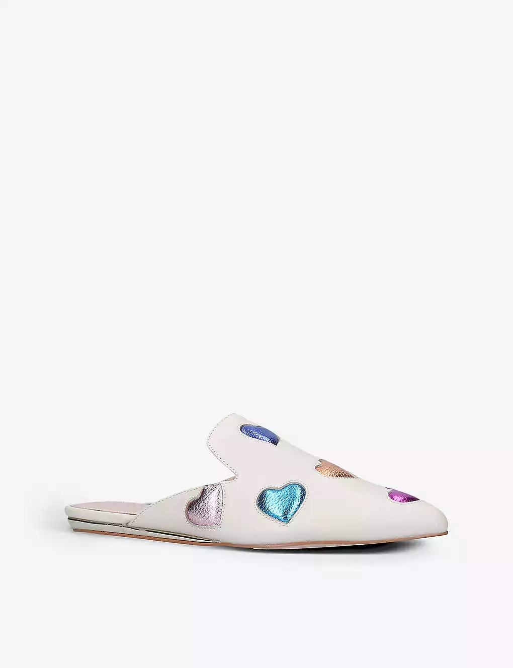 KURT GEIGER LONDON Otter Love Metallic Heart-embossed Leather Mules For Womens Bone 5 KURT GEIGER LONDON Otter Love Metallic Heart-embossed Leather Mules For Womens Bone - Image 3