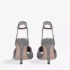 KURT GEIGER LONDON Kensington Eagle-embellished Houndstooth Woven Heeled Sandals For Womens Silver -KURT GEIGERLONDON Sales unnamed file 473