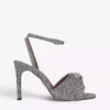 KURT GEIGER LONDON Kensington Eagle-embellished Houndstooth Woven Heeled Sandals For Womens Silver -KURT GEIGERLONDON Sales unnamed file 474