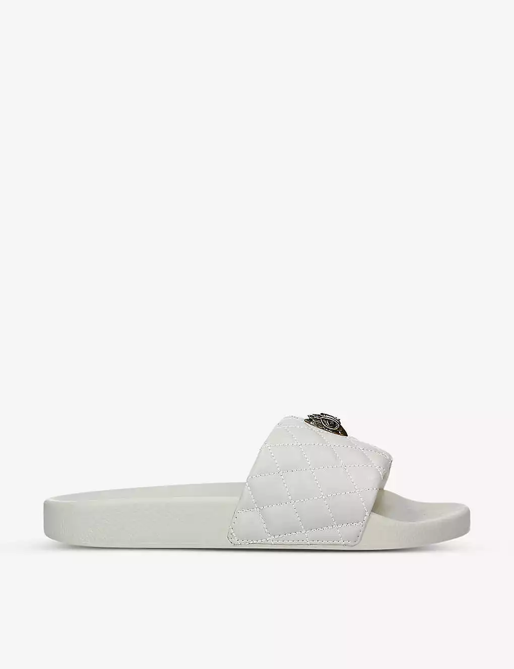 KURT GEIGER LONDON Meena Eagle Embellished Quilted Rubber Sliders For Womens Bone 3 KURT GEIGER LONDON Meena Eagle Embellished Quilted Rubber Sliders For Womens Bone