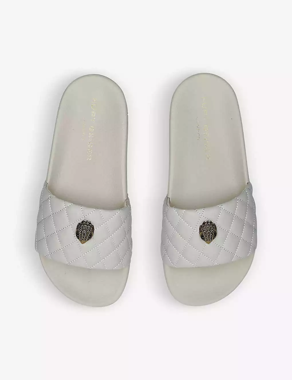 KURT GEIGER LONDON Meena Eagle Embellished Quilted Rubber Sliders For Womens Bone 4 KURT GEIGER LONDON Meena Eagle Embellished Quilted Rubber Sliders For Womens Bone - Image 2