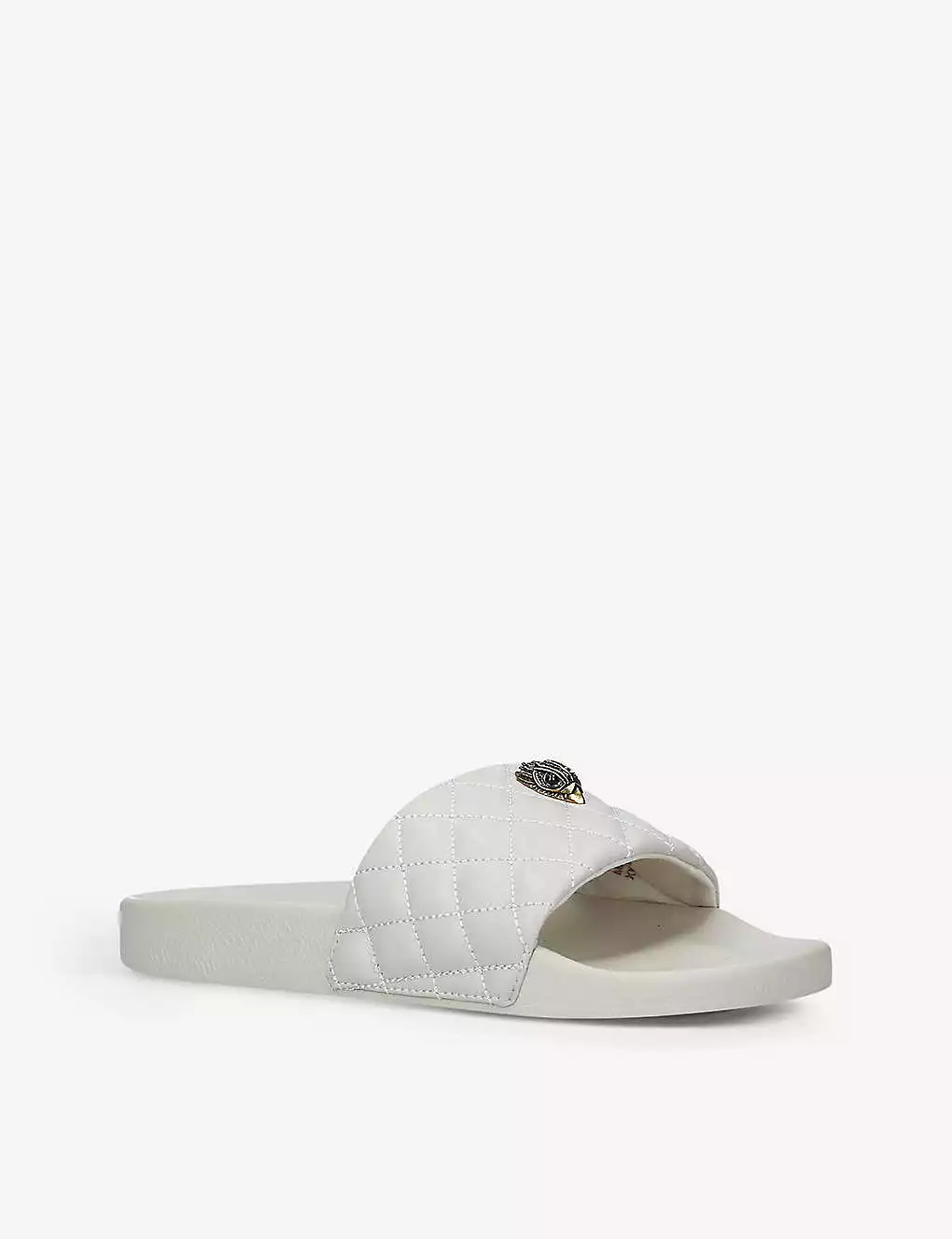 KURT GEIGER LONDON Meena Eagle Embellished Quilted Rubber Sliders For Womens Bone 5 KURT GEIGER LONDON Meena Eagle Embellished Quilted Rubber Sliders For Womens Bone - Image 3