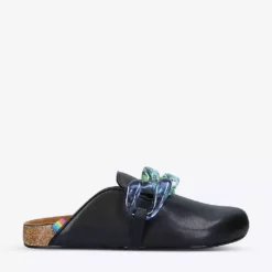 KURT GEIGER LONDON Ozark Rainbow-chain Leather Mules For Womens Black