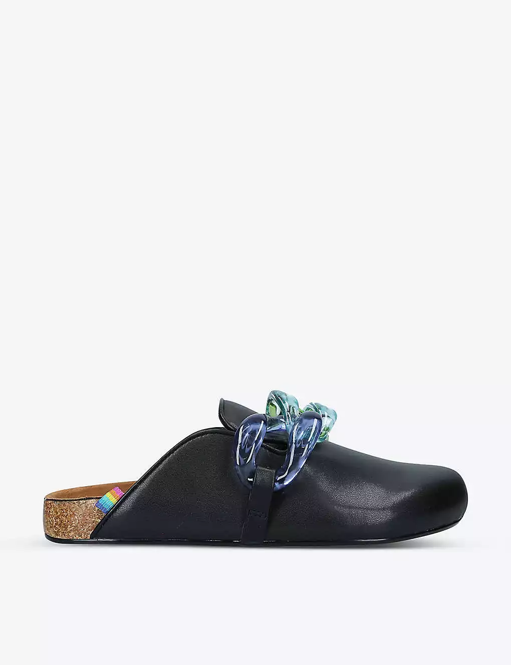 KURT GEIGER LONDON Ozark Rainbow-chain Leather Mules For Womens Black 7 KURT GEIGER LONDON Ozark Rainbow-chain Leather Mules For Womens Black - Image 5