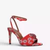 KURT GEIGER LONDON Kensington Crystal-embellished Floral Woven Sandals For Womens Red Comb -KURT GEIGERLONDON Sales unnamed file 506