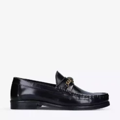 KURT GEIGER LONDON Vincent Chain Embellished Leather Loafers Black
