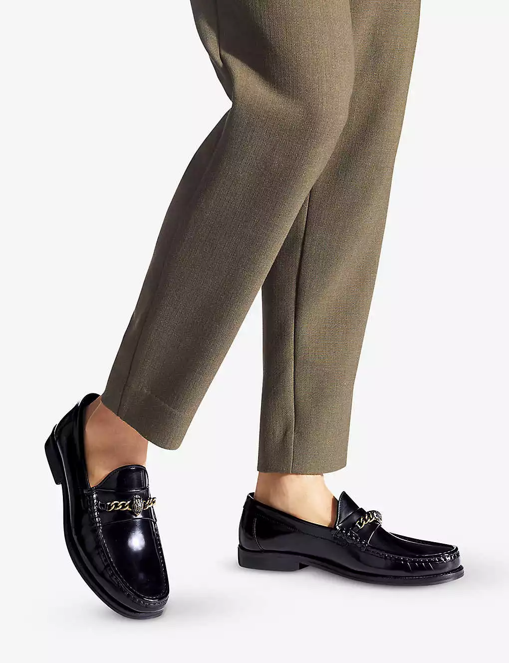 KURT GEIGER LONDON Vincent Chain Embellished Leather Loafers Black 7 KURT GEIGER LONDON Vincent Chain Embellished Leather Loafers Black - Image 5