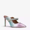 KURT GEIGER LONDON Duke Crystal-embellished Metallic Leather Heeled Mules Pink Comb -KURT GEIGERLONDON Sales unnamed file 527
