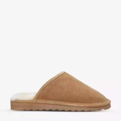 KURT GEIGER LONDON Cosy Stitch Shearling-lined Suede Slippers Tan