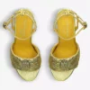 KURT GEIGER LONDON Kensington Sequin-embellished Woven Heeled Sandals For Womens Yellow -KURT GEIGERLONDON Sales unnamed file 551