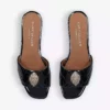 KURT GEIGER LONDON Kensington Eagle-embellished Quilted Patent-leather Mules For Womens Black -KURT GEIGERLONDON Sales unnamed file 556