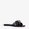 KURT GEIGER LONDON Kensington Eagle-embellished Quilted Patent-leather Mules For Womens Black -KURT GEIGERLONDON Sales unnamed file 557