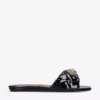 KURT GEIGER LONDON Kensington Eagle-embellished Quilted Patent-leather Mules For Womens Black -KURT GEIGERLONDON Sales unnamed file 559