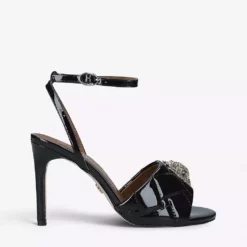 KURT GEIGER LONDON Kensington Paten-leather Heeled Sandals For Womens Black