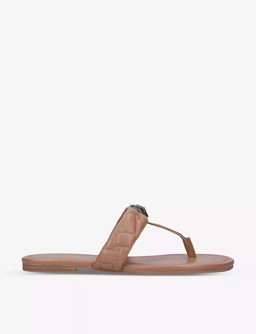 KURT GEIGER LONDON Kensington T-bar Quilted Leather Sandals For Womens Camel 3 KURT GEIGER LONDON Kensington T-bar Quilted Leather Sandals For Womens Camel