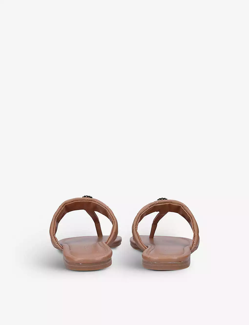 KURT GEIGER LONDON Kensington T-bar Quilted Leather Sandals For Womens Camel 6 KURT GEIGER LONDON Kensington T-bar Quilted Leather Sandals For Womens Camel - Image 4