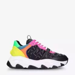 KURT GEIGER LONDON Lettie Eagle Quilted Chunky-soled Leather Low-top Trainers For Womens Blk/other