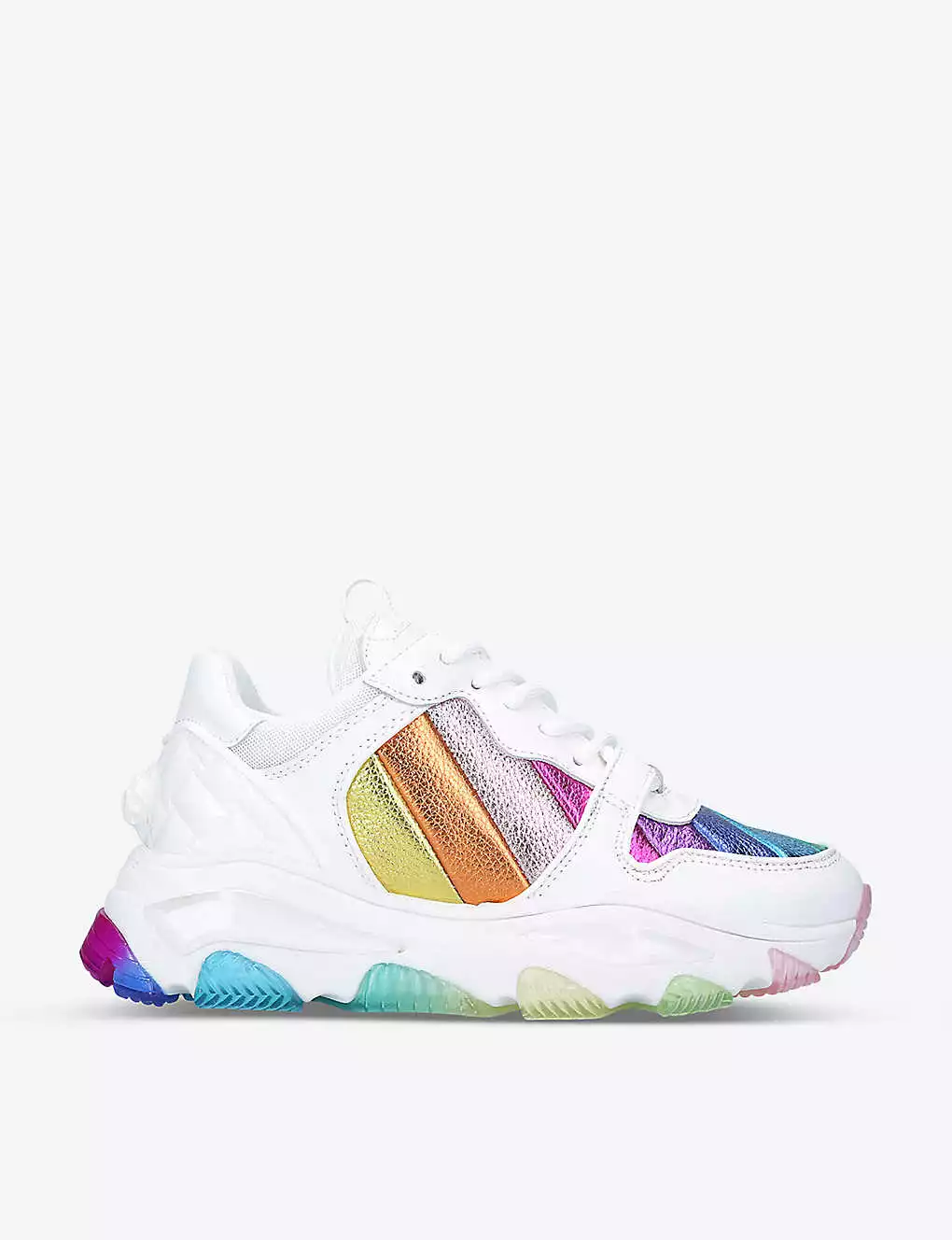 KURT GEIGER LONDON Lettie Eagle Metallic Striped Leather Low-top Trainers For Womens Mult/other 3 KURT GEIGER LONDON Lettie Eagle Metallic Striped Leather Low-top Trainers For Womens Mult/other