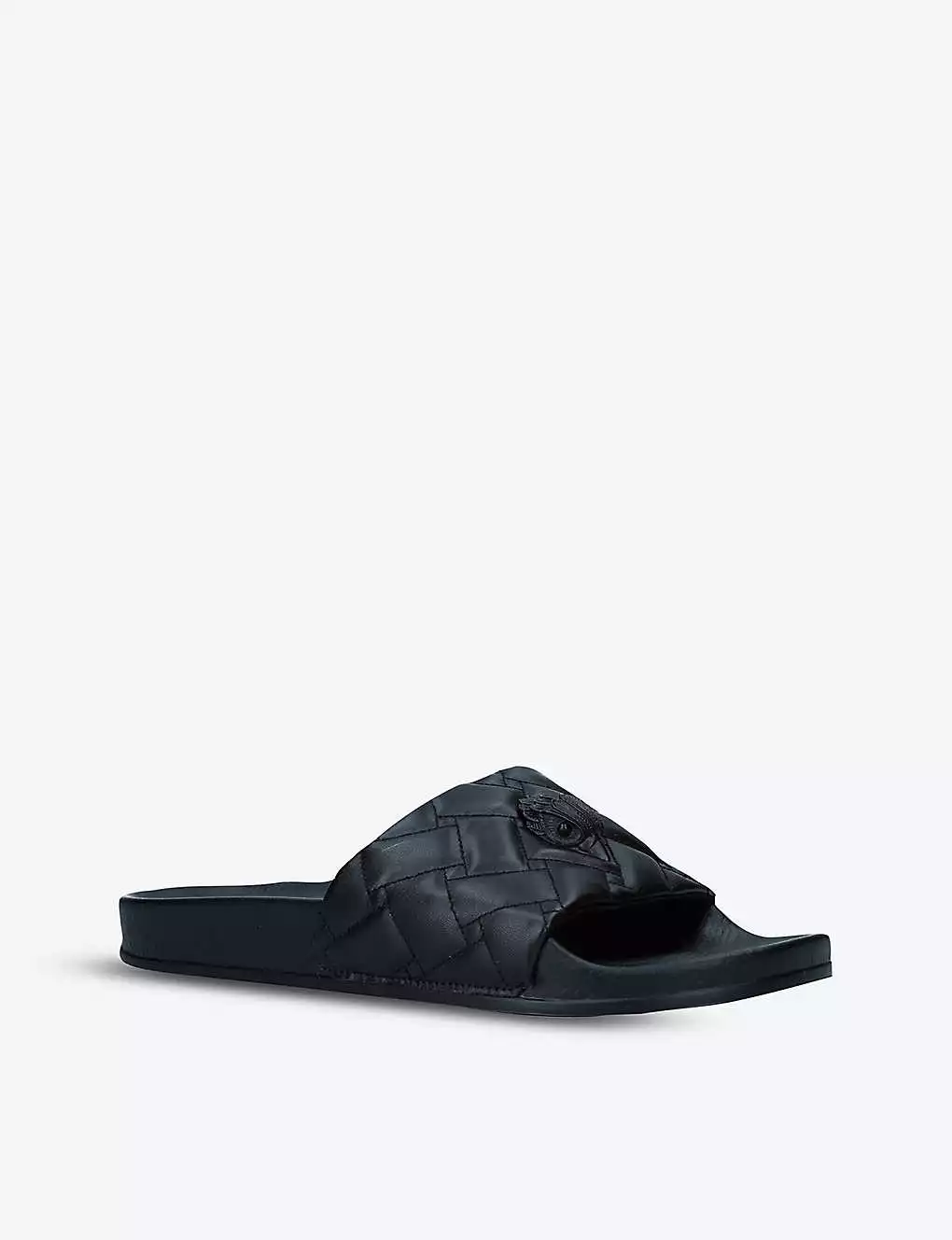 KURT GEIGER LONDON Milo Eagle Embellished Quilted Faux-leather Sliders Black 5 KURT GEIGER LONDON Milo Eagle Embellished Quilted Faux-leather Sliders Black - Image 3