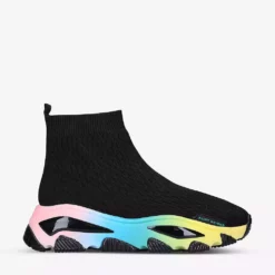 KURT GEIGER LONDON Lettie Contrasting-insert Knitted Sock Trainers For Womens Black