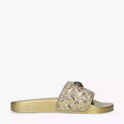 KURT GEIGER LONDON Meena Eagle Metallic Sliders Gold
