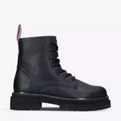 KURT GEIGER LONDON Birdie Rainbow-detail Lace-up Leather Boots For Womens Black